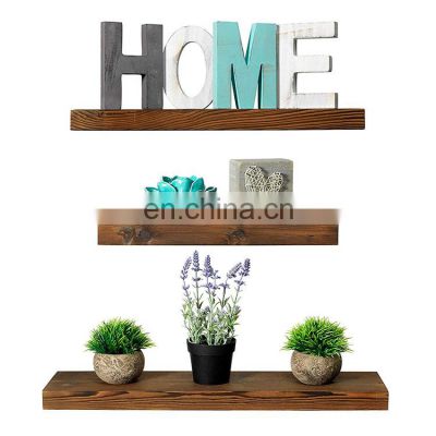 Handmade Floating Shelves Set of 3 Wall Mounted Storage Shelves for Home Decoration