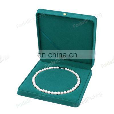 Factory Wholesale Dark Green Custom Jewelry Box Luxury Necklace Box Velvet