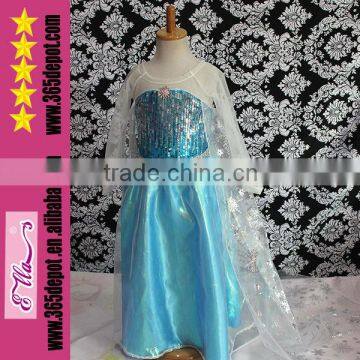 Queen of ice dress with tulle cloak decorated with snow pattern