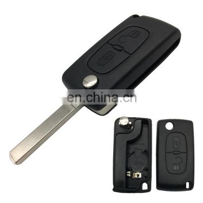 2 Buttons Flip Folding Remote Smart Car Key Case Blank Cover Shell For Peugeot 207 307 CE0536