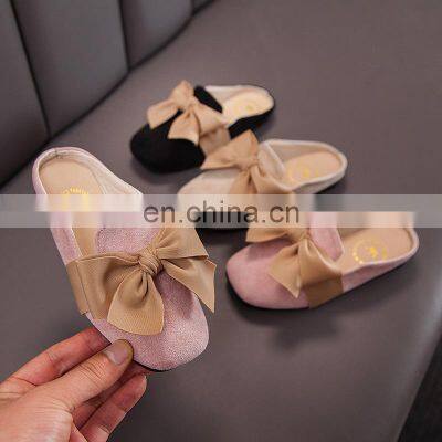 New Kids Slippers Girls Princess Spring Summer Casual Sandal Cute Bow Decorative Soft Leather Rubber Sole Baby Princess Shoes