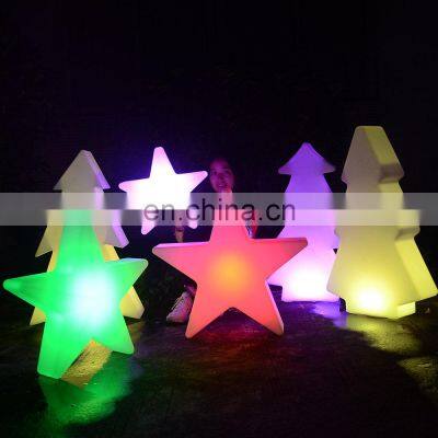 rechargeable Christmas light /event wedding outdoor portable Christmas holiday decoration PE plastic led tree star snow light