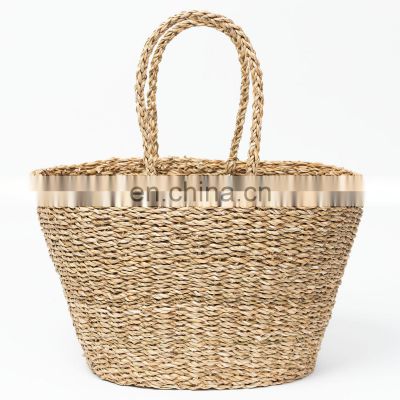 New Trend 2022 Seagrass Handbag 100% Nature Straw Woven Tote Bag Shopping bag Wholesale in Bulk Manufacturer