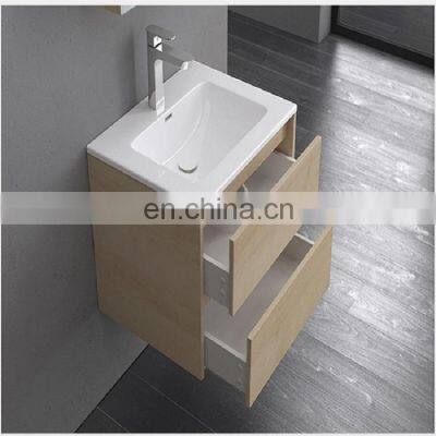 Factory Supply Wall Mounted Bathroom Cabinet Set With Basin Mirror and 2 Drawers Solid Wood Vanity photo-3