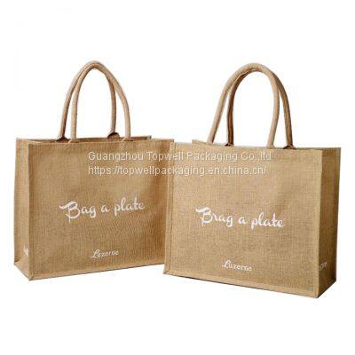 Wholesale Plain Hessian Shopper Bag Custom Printed Large Natural Eco Friendly Burlap Jute Shopping Tote Beach Bag With Logos photo-3