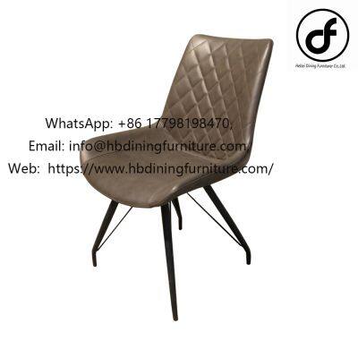 Leather Seat Black Metal Leg Dining Chair