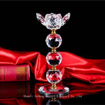 Lotus Crystal Candlestick Decoration Creative Crystal Glass Crafts Manufacturers Wholesale Wedding Candlesticks