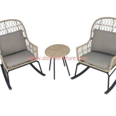 Guangzhou Factory Wholesale Bistro Set  3 Piece Outdoor Furniture Set with Padded Rocking Chair Garden Rocker Egg Rocking Chair