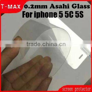 9H!0.2mm! real Japan Asahi glass! tempered glass screen protector for Iphone 5/ 5c/5s