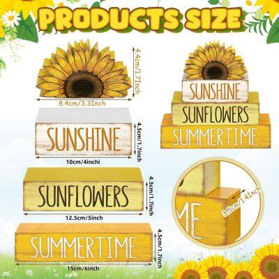 4-Piece Summer Wooden Tiered Tray