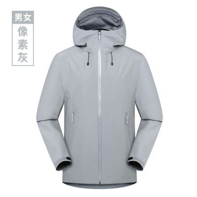 Customized Zipper Hard Shell Sports Jacket Waterproof 10000mm Breathable Outdoor Windbreaker Stand Hooded Jacket Running