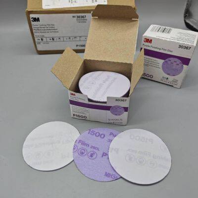 3m 260l Purple Sandpaper, 3-inch Dry Sandpaper, 30367 Film Backing Abrasive Disc, Hardware and Furniture Polishing Sandpaper, Grit 1500 photo-2