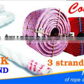 Excellent quality 3 strands twisted pp rope diameter 3.0MM - 60.0MM