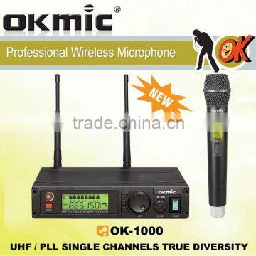 OK-1000 Single Channels/UHF PLL 32/99 channels ,True Diversity wireless microphone