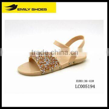 Latest design nude flat shoes sandals 2016