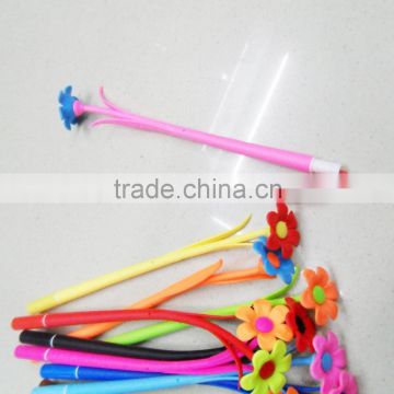 fashion cute polymer clay flower shape pen logo printed