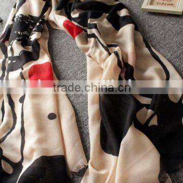 Painting Lotus Print Tassel Brim 2016 Spring Summer Women Hijab photo-4