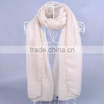 Wholesale Women Fashion Solid Color Cotton Pearl Scarf With Jewelry photo-2