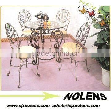 Outdoor Furniture Cafe Mesh Chairs Wrought Iron Patio Terrace Garden Dining Table