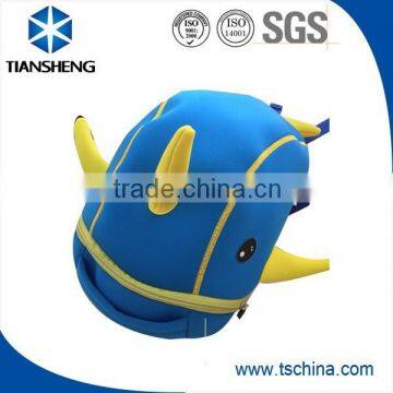Distinctive neoprene carton backpack of the dolphin shape