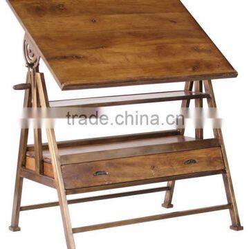 French Vintage Industrial dining table, Draft Table