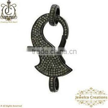 925 Sterling Silver Diamond Lock & Clasp, Clasp Findings, Diamond Jewelry Findings, Jewelry Components Wholesaler