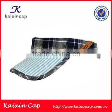 OEM high quality new fashion long bill sun visor cap checked custom visor cap