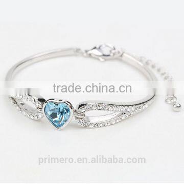 Love Gifts Austrian Crystal Rhinestones Heart Angel Wings Bracelet Bangle Jewelry photo-4