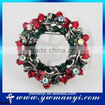 Yiwu City Wholesale Fashon Plaza Women`s Flower Wreath Brooch Cubic Zircon Pin Brooch B0468