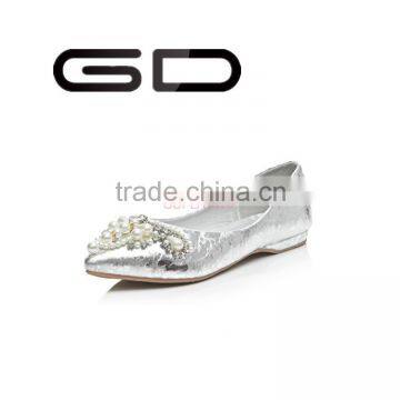 GD fish skin upper material shallow ethic girls flats shoes bling beads women shoes