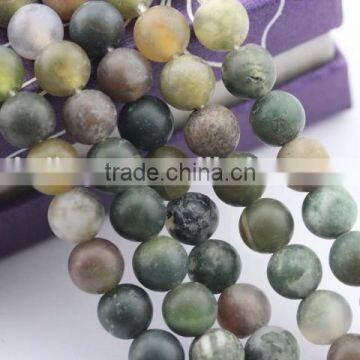 2.0mm Large Hole Hot Selling Round Matte India Agate Gemstone Loose Beads Approximate 15.5 Inch