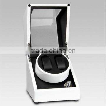 Wholesale Custom 2 Slot Glossy White Wooden Watch Winder