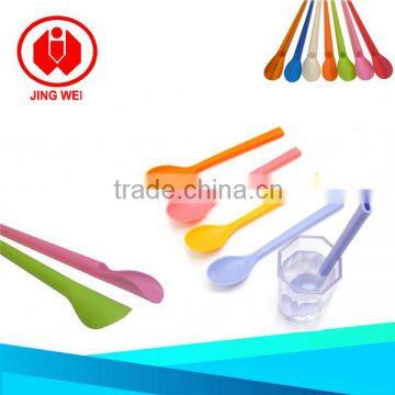 colourful plastic bar drinking straws with spoon