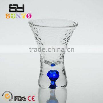 China factoy popular Blue bubble bottom open mouth whisky shot glass