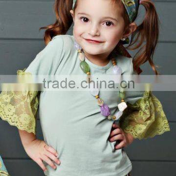 New Organic 95% Cotton 5% Spandex Best Selling Blank White Ruffles Kids t Shirt Wholesale photo-4