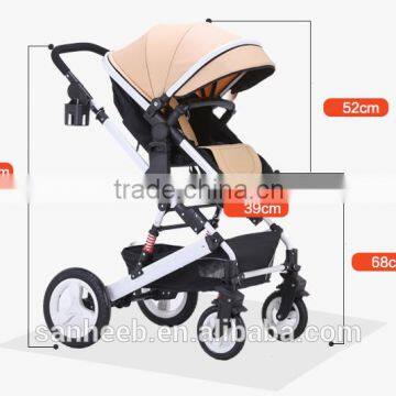 Luxury Newborn Baby Foldable Anti-shock High View Carriage Infant Stroller Pushchair Pram(Golden)