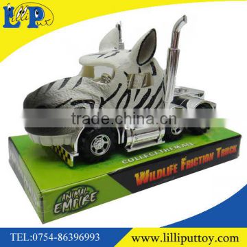 Kids Zoo Animal Toy Creative Plastic Friction Truck with Animal Head Zebra