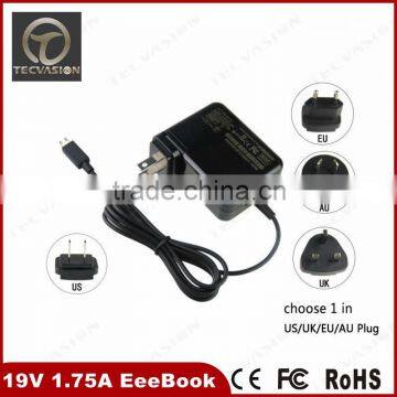 wall plug in power adapter for asus ac adapter battery charger for asus eeebook x205t x205ta 11.6" laptop ip with CE certificate