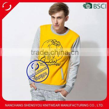 Wholesale custom 100 polyester mens two color sweatshirt with pocket