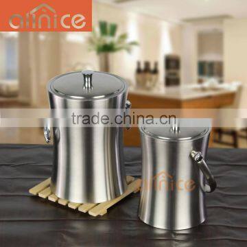 Creative design Elegance Top grade 18/8 Stainless Steel Doublewall Wine&Champagne Bucket with tongs Wine Chiller