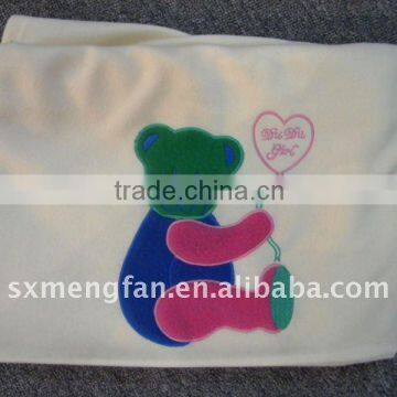 Micro Polar Fleece with Cartoon Embroidery Baby Blanket/Throw