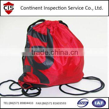 drawstring bags,promotional hot sale shoe bags,backpack bag,bag inspection,factory inspection,loading check,QC inspectors
