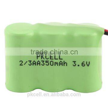 High quality NI-MH 3.6V 2/3AA 350mah rechargeable battery pack