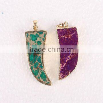 Golden Electroformed Edge Dyed Colors Pepper Agate Druzy Crystals Necklace--OEM Welcome
