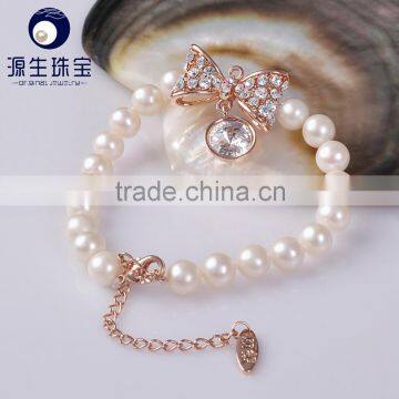 2016 latest design freshwate pearl bracelets for women 6.5-7mm S925 sterling silver clasp