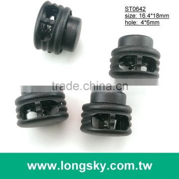 (#ST0642) 4mm hole double hole drum flat cord lock for sport coat