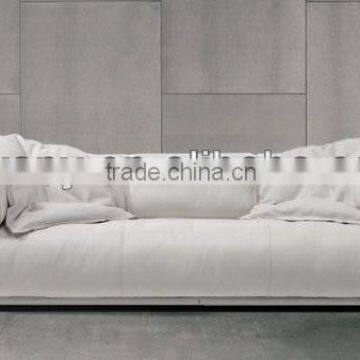 White real leather sofa (D-60-1)