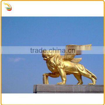 Gold Wing Lion Bronze Sculpture Metal Animal Lion Statue