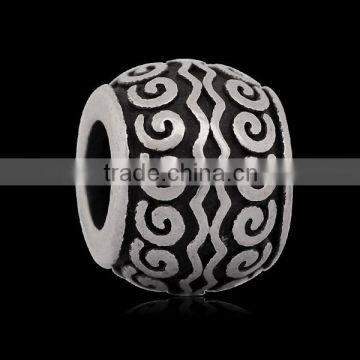 Wholesale Swirl Pattern 316 Stainless Steel Slide Big Hole Charm Spacer Beads Fit European Bracelets And Necklaces SEB-LG106 photo-3