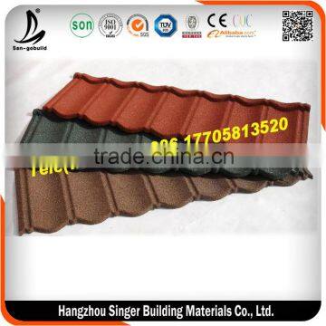 colorful natural stone granule shingle, aluminum zinc stone coated roofing tile SGB01